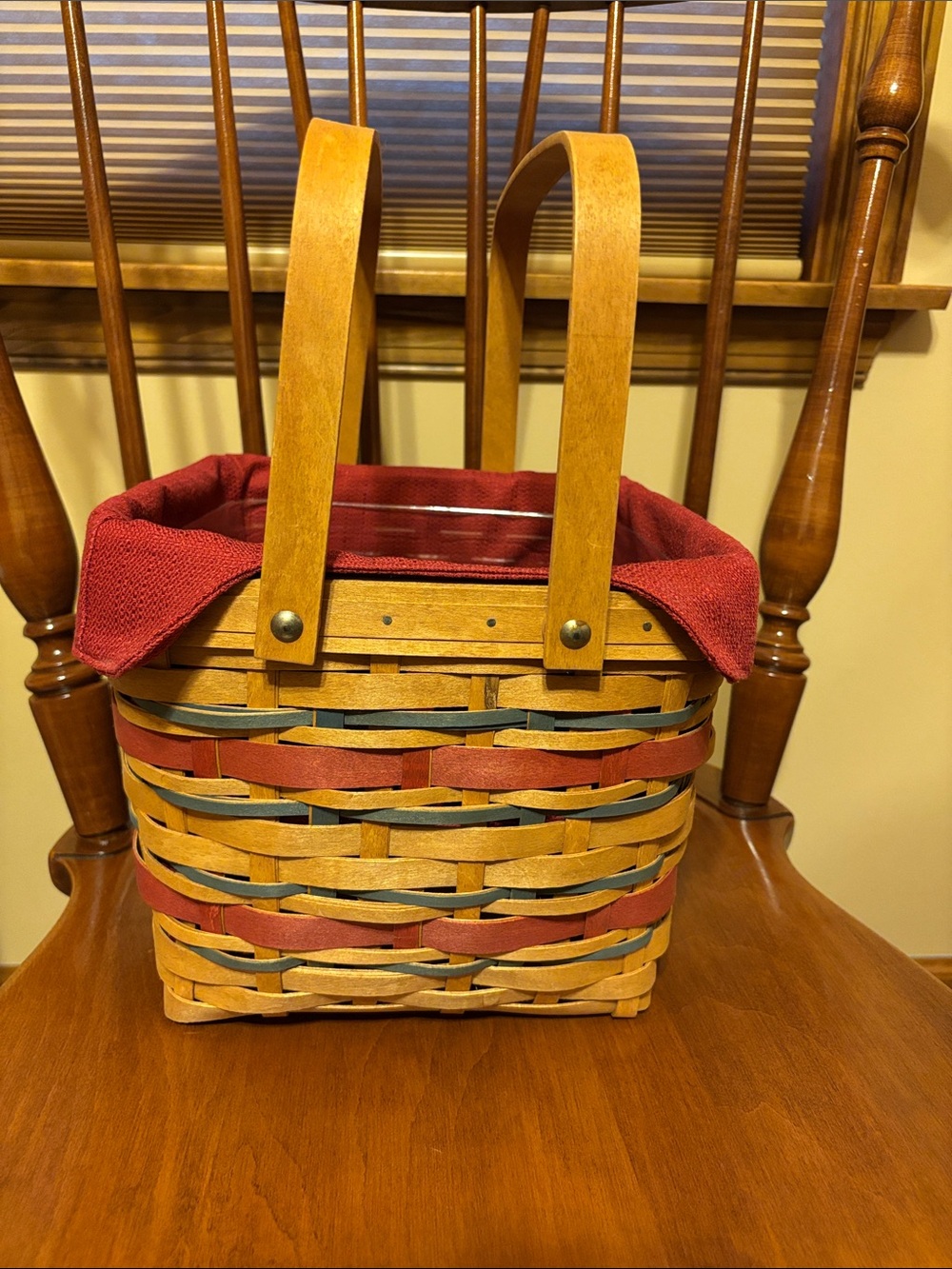Longaberger Picnic Tote Set - with Red and Blue Splints